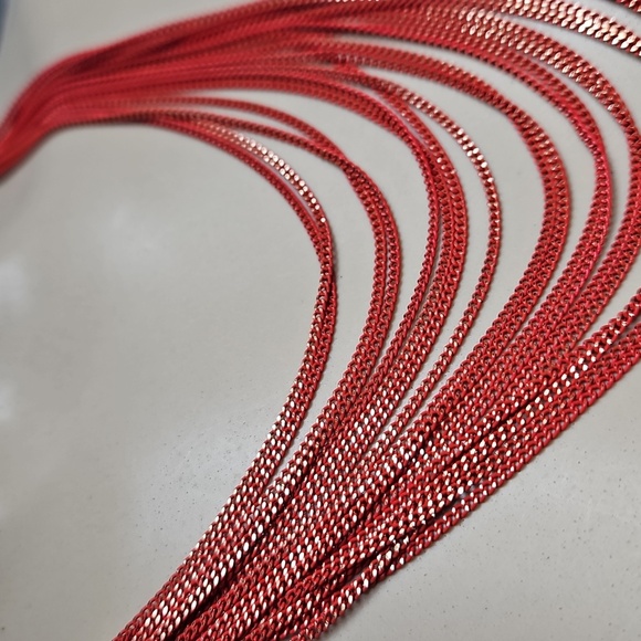 MULTI-STRAND RED NECKLACE WITH GOLD SHIMMER - Picture 3 of 7